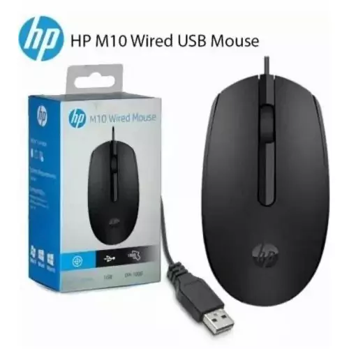 HP M10 Wired USB Mouse with 3 Buttons High Definition 1000DPI Optical Tracking and Ambidextrous Design