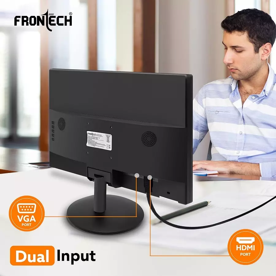FRONTECH 19 Inch (48.25 Cm) LED Monitor with Supporting HDMI & VGA Input, HD 1440x900 Pixels, 16:10 Aspect Ratio, Slim Design & Wall Mountable, Black (MON-0071)