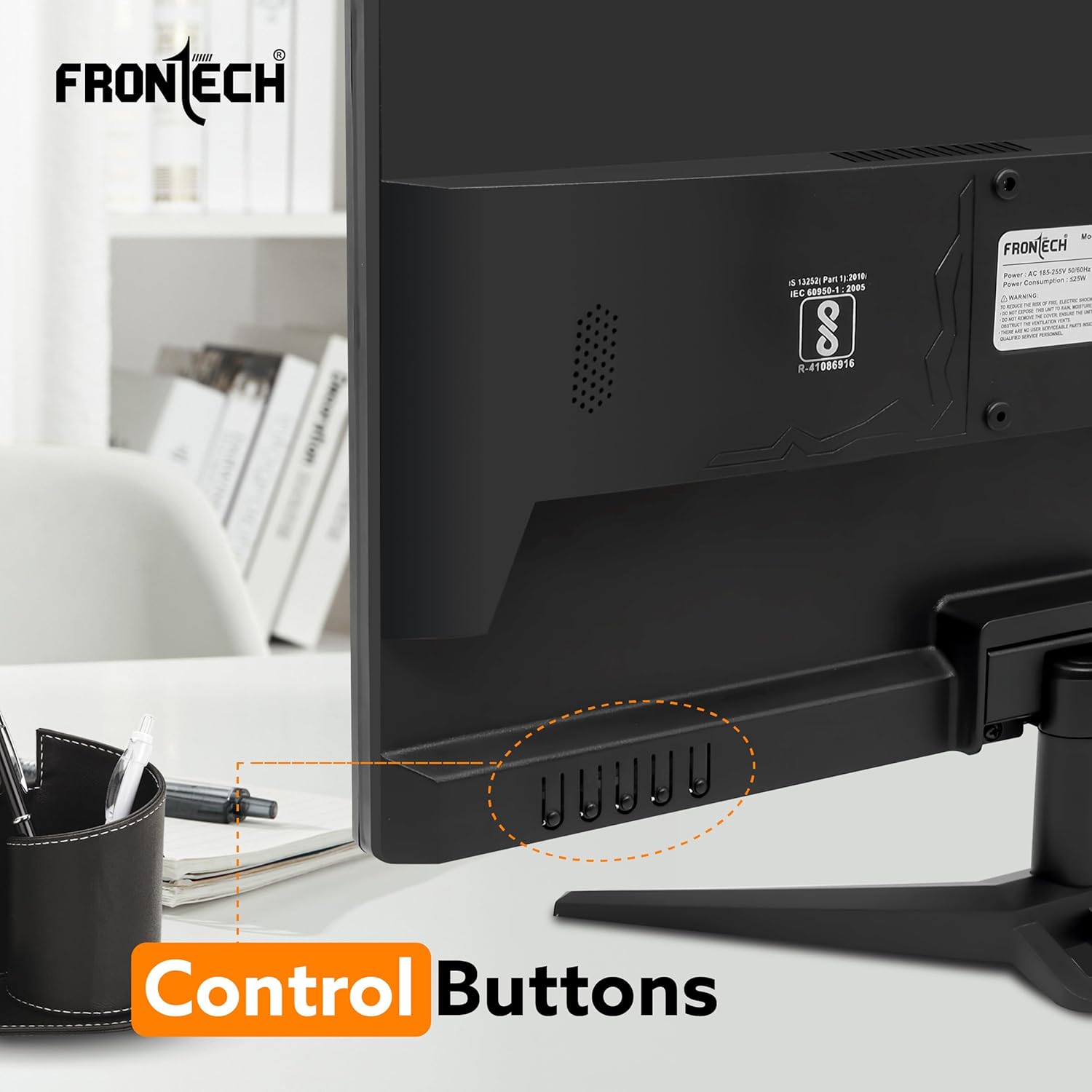 FRONTECH 22-inch, LED, HD 1680x1050, 60Hz, Black, Wall Mountable Slim & Stylish Design, 16.7M Colors, HDMI & VGA Ports, Built-in Power Supply Monitor (MON-0060)